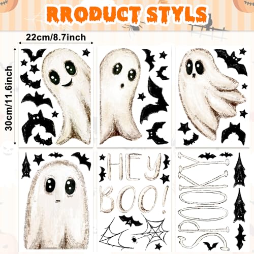 6 Sheets Halloween Ghost Window Clings - Waterproof Reusable Decals