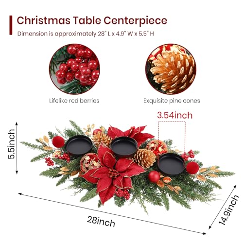 28-Inch Christmas Table Centerpiece Candle Holder with 3 Trays
