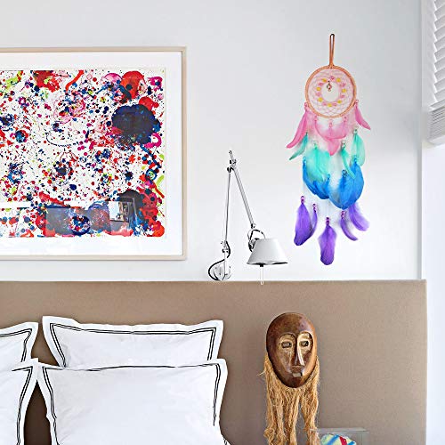 Colorful Handmade Moon Dream Catcher Feather Wall Hanging Decor