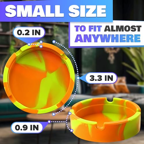 3-Pack Silicone Ashtray Set, Heat-Resistant Non-Stick Round Ash Tray