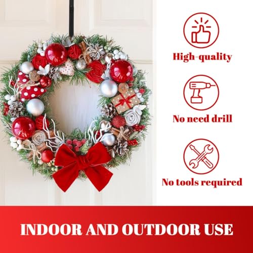 Adjustable Metal Wreath Hanger for Front Door, 12-20" Heavy Duty Door Hook