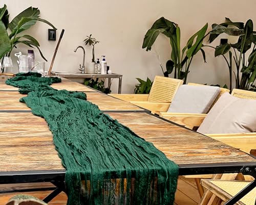 Herda 10 Pack 10ft Emerald Green Christmas Cheesecloth Table Runners - Wedding & Party Decor