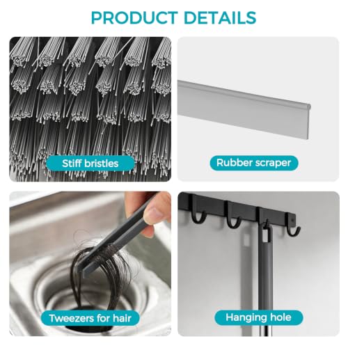 SetSail Adjustable 54in Floor Scrub Brush with Long Handle & Grey White Variation