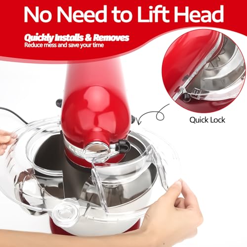 Wanyshapy Clear Pouring Shield for KitchenAid 4.5-5 Qt Tilt Head Mixer, Stainless Steel Bowl Accessory