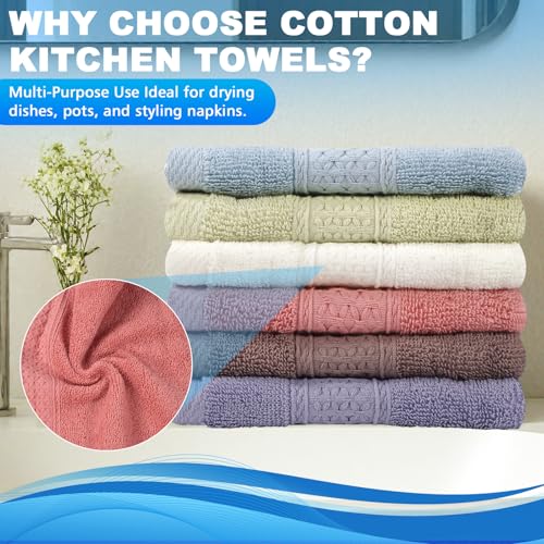 INFICRIME Multicolor 6 Pack 100% Cotton Washcloths 13x13 Inches - Soft & Absorbent Bath Towels