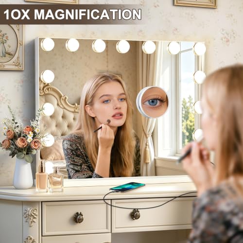 Ratsamee Hollywood Vanity Mirror with Lights, 23" x 18", 15 Dimmable