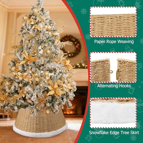 28 Inch Christmas Tree Collar - Paper Rope Woven Tree Base Cover
