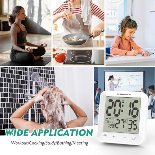 Waterproof Digital Shower Clock with Countdown Timer and Temperature Monitor
