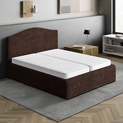 Stretch Bed Frame Slipcover - Soft Bi-Elastic Cover for Full/Queen Beds - Dark Brown