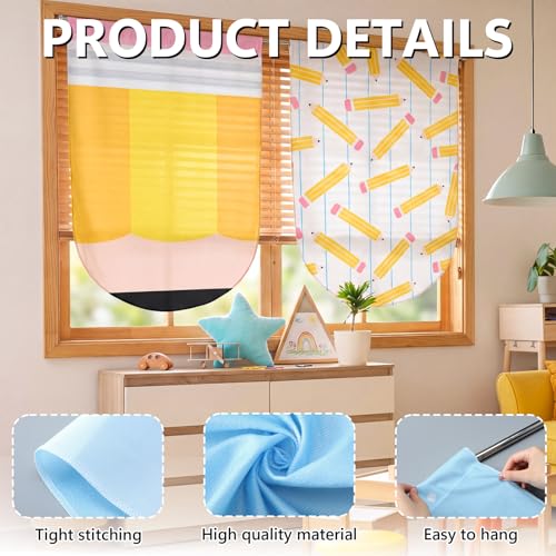 6-Piece Velvet Classroom Curtains - Composition Notebook Design 24x35 Inch