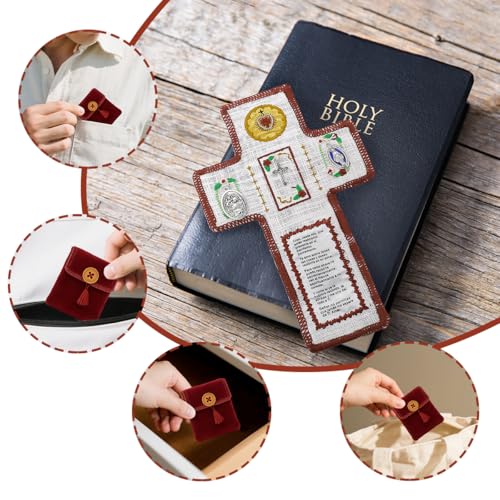 Spanish Prayer Quilt Set with Cross | Embroidered Catholic Gifts