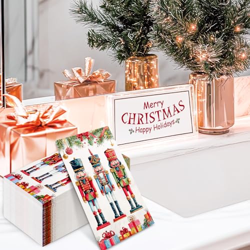 Red Whaline 100Pcs Christmas Nutcracker Watercolor Holiday Paper Napkins