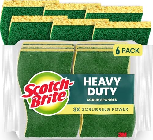 Heavy Duty Kitchen Scrub Sponges (6 Pack) - Durable Multi-Surface Scrubber