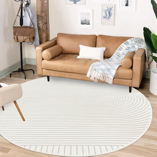 Lacomfy 5.3 Ft Circular Modern Area Rug with Abstract Pattern - Non-Slip Home Decor