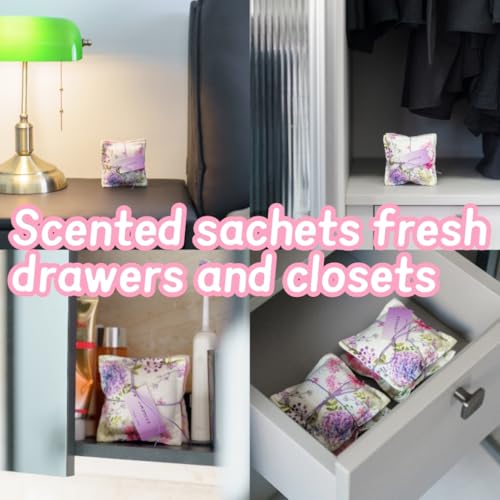 Lavender Scented Sachet Bags for Drawers and Closets - 4 Pack