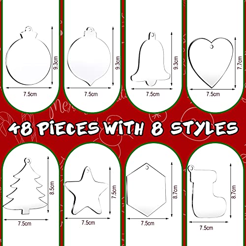 Rich Style 48 Pack Christmas Acrylic Ornaments Flat Discs 3 Inch DIY Decorations
