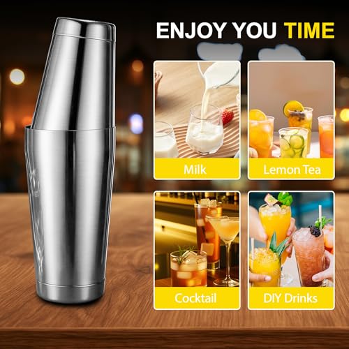 BETTFOR Silver Boston Shaker Set 18oz & 28oz Professional Barware
