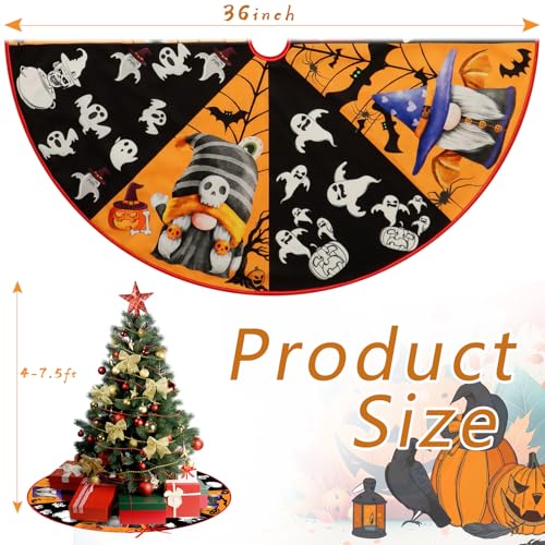 Reversible Fall Halloween Tree Skirt - 36 Inch Double Sided Holiday Mat