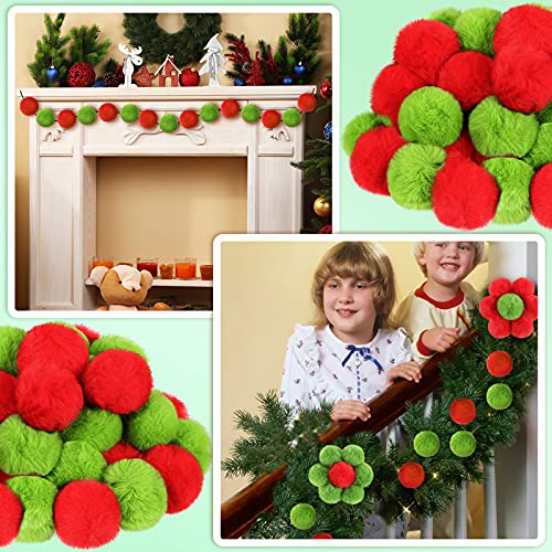 Willbond 60 Pcs Lime Green Red Furry Christmas Ornaments 2" Tree