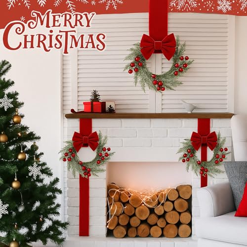 6-Piece Mini Christmas Candle Wreaths with Berries and Pinecones, 3.1 Inch