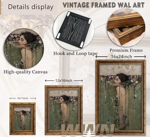 Vintage Gold Framed Ophelia Wall Art Dark Academia Canvas Print