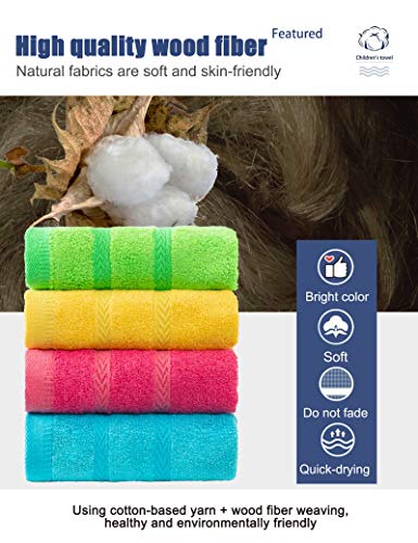 Soft Wood Fiber Fingertip Towels - Absorbent Kid's Face Washcloths, 4 Pack