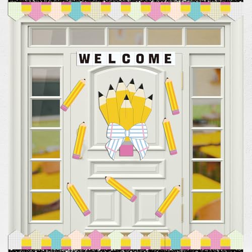 23-Piece Pencil Classroom Bulletin Board Decoration Set with Adhesive Dots