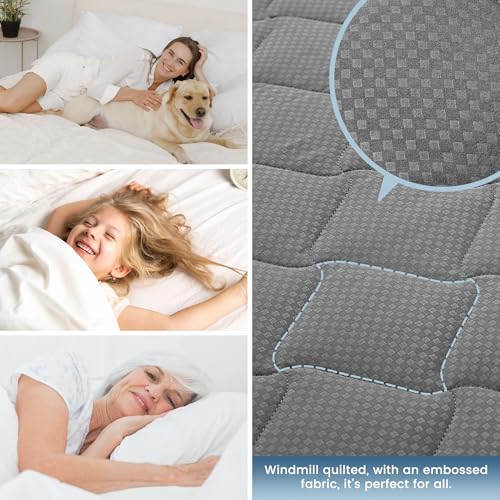 SLEEP ZONE Waterproof Queen Mattress Protector - Deep Pocket Grey