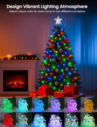 YULINKCO 98.4FT RGB+IC String Lights with 300 LEDs, App & Remote Control, 84 Scene Modes, Music Sync, Indoor Christmas Decoration