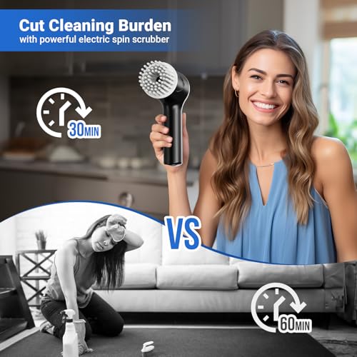 Cordless Electric Spin Scrubber - Power Shower & Tile Cleaner with 6 Heads