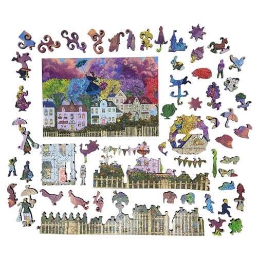 Wooden Jigsaw Puzzle for Adults - Unique Shaped Pieces - Made in USA - 414 Pieces
