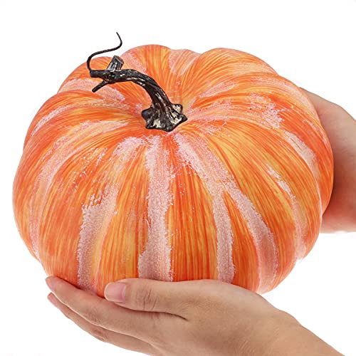 8.4-Inch Large Faux Yellow Pumpkin Artificial Harvest Fall Decoration