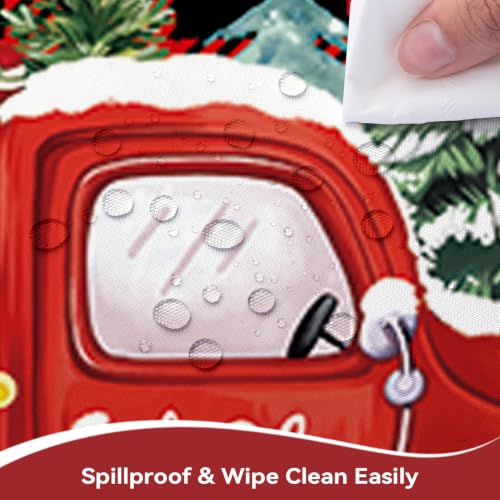 Christmas Tree Plaid Truck Gift Rectangle Table Cloth 55x70in Red Plaid - hometrixx