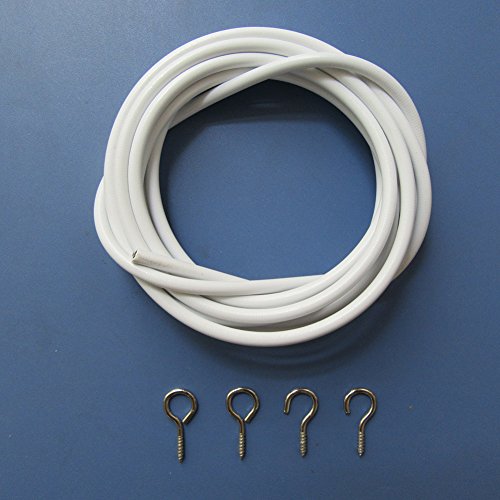 13ft White Curtain Wire Hanging Cord with Adhesive Hooks and Eyes