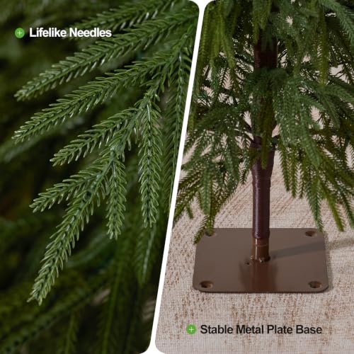 Kazeila 5ft Slim Unlit Christmas Tree with Metal Base - Space-Saving Holiday Decor