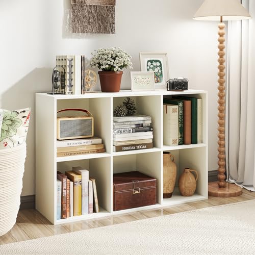 3-Tier 6-Cube Bookcase, Modern Storage Organizer Shelf Unit for Living Room