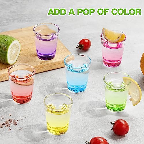 Qipecedm 6 Pack Colorful Heavy Base Shot Glasses Set 1.6 oz for Whiskey, Tequila, Vodka