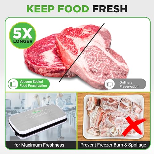 NutriChef Vacuum Sealer Bags 11x50 Rolls 2 pack for Food Saver, Seal a Meal, NutriChef, Weston. Commercial Grade, BPA Free, Heavy Duty, Great for vac storage, Meal Prep or Sous Vide