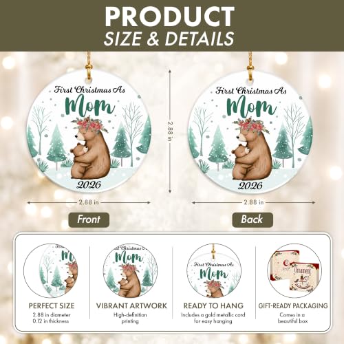 First Christmas as Mom Ornament 2026 - Mama Bear & Baby Bear Holiday Keepsake