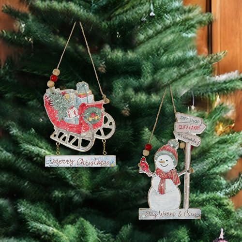 White 2-Pack Christmas Wreath Door Sign Hanging Wall Decor for Holiday Season