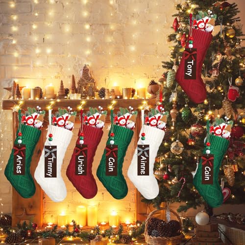 18 Pack Christmas Stockings with Lights – 18'' Cable Knit Stockings