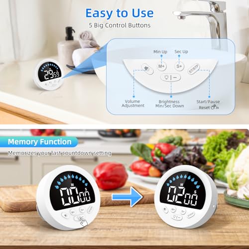 Waterproof Digital Shower Timer with LED Display and Suction Cup