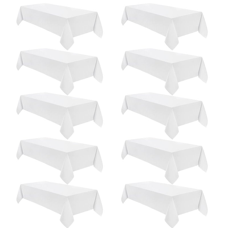 VidaFete Tablecloth 60 * 102inch 10 Pack Rectangle Table Cloth Polyester, Stain Wrinkle Resistant Dining Table Cover for Kitchen Dinning Party Wedding Rectangular Tabletop Buffet Decoration(White)
