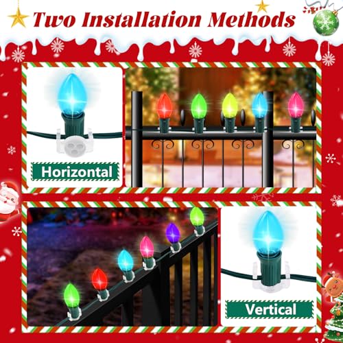 UQM Clear 200 Pack Magnetic Christmas Light Clips for C9 C7 Sockets – Strong Magnet & Anti-Slip Design