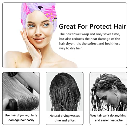 RETON Microfiber Hair Drying Towel Wrap - Fast Absorbent Hair Turban for Kids & Adults