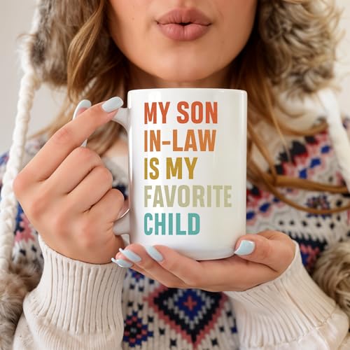 FluffStyle 15 Oz Funny Son-in-Law Mug - My Favorite Child Coffee Cup Gift from In-Laws