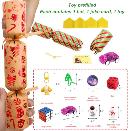 Ceiba Tree Kraft Gold Foil Christmas Crackers 8 Pcs Prefilled Party Favors