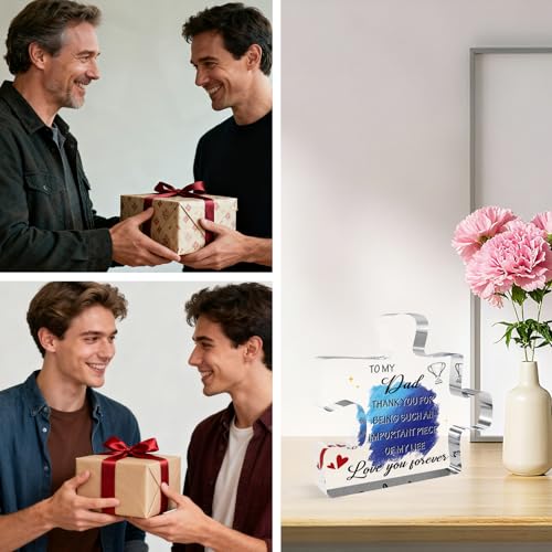Dad02 Acrylic Block Plaque - Gift for Dad from Daughter | Blue Desk Sign