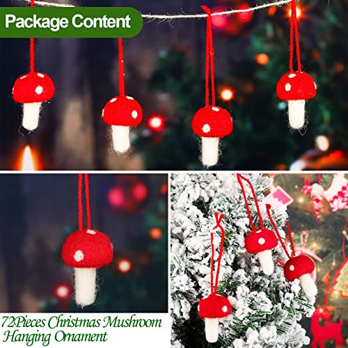 Tatuo 72 Pack Felt Mushroom Christmas Ornaments for Tree & Home Decor - Cute Holiday Decor