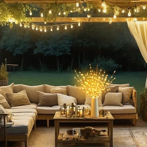 2-Pack Battery-Operated LED Willow Branch Lights, 30" Warm White Twigs